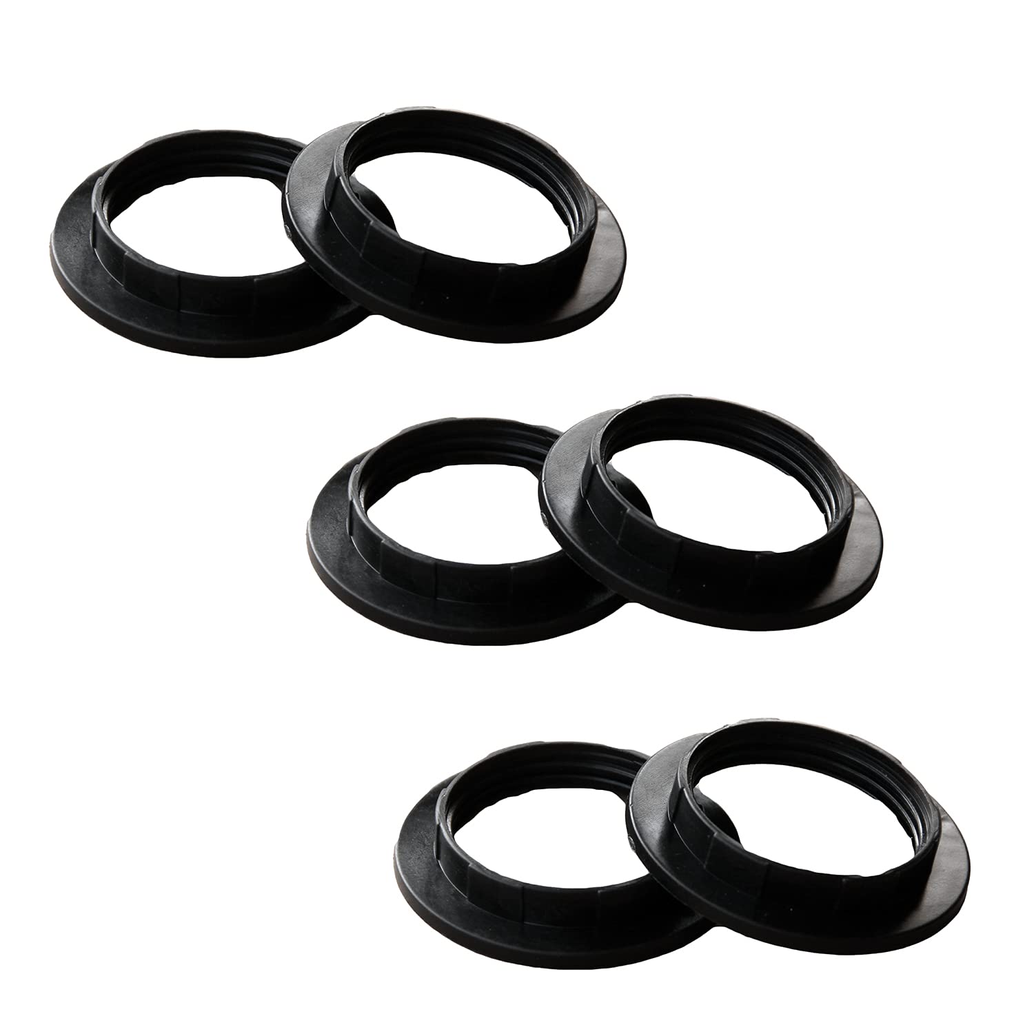 E26 E27 Lampshade Collar Ring,6 pcs of E27 Plastic Lamp Shade Reducer Lamp Retaining Rings for Bedside Desk Floor Lamps Plate Light Lampshade Washer Adaptor (Black, Inner 38mm)