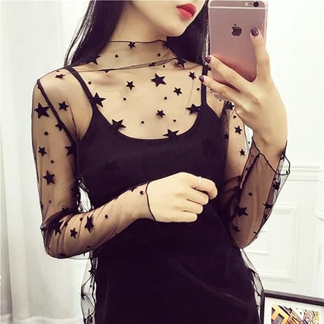 Amazon.com: 1pcs Women Summer Hollow Mesh Net T-Shirt Long ...