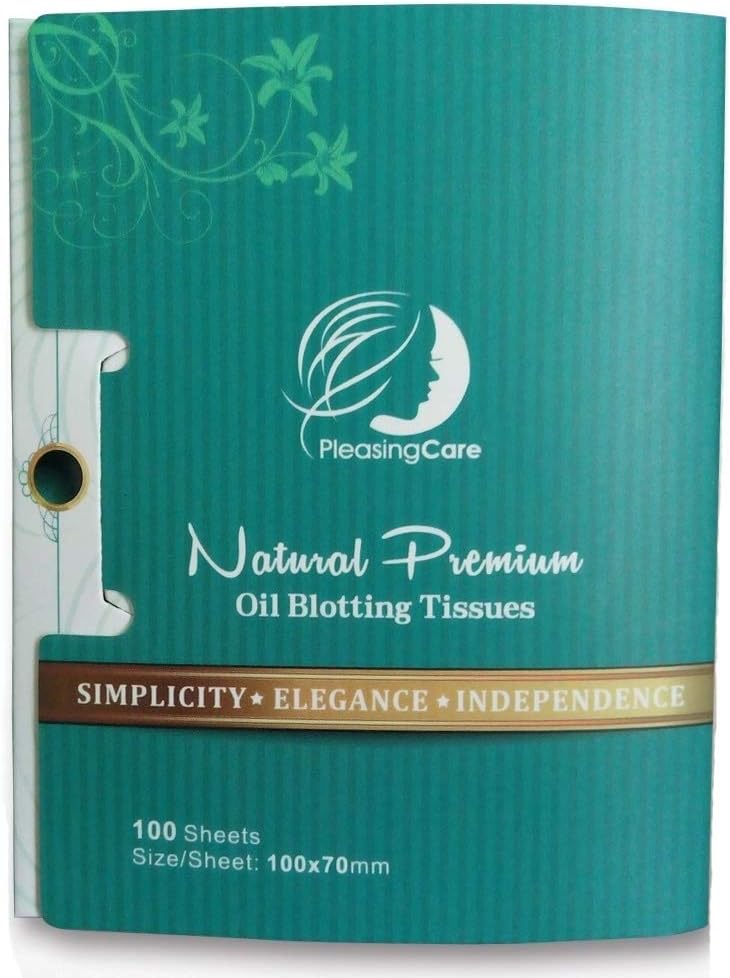 Natural Facial Oil Blotting Paper Sheets, Bamboo Charcoal 100 Counts, Easy Take Out Design, Top Oil Absorbing Tissues