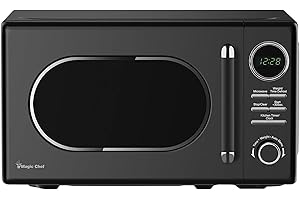 Magic Chef 0.7 Cubic Feet 700 Watt Classic Retro Touch Countertop Microwave with 10 Power Levels, 9 Auto Cook Menus, and Glass Turntable, Black