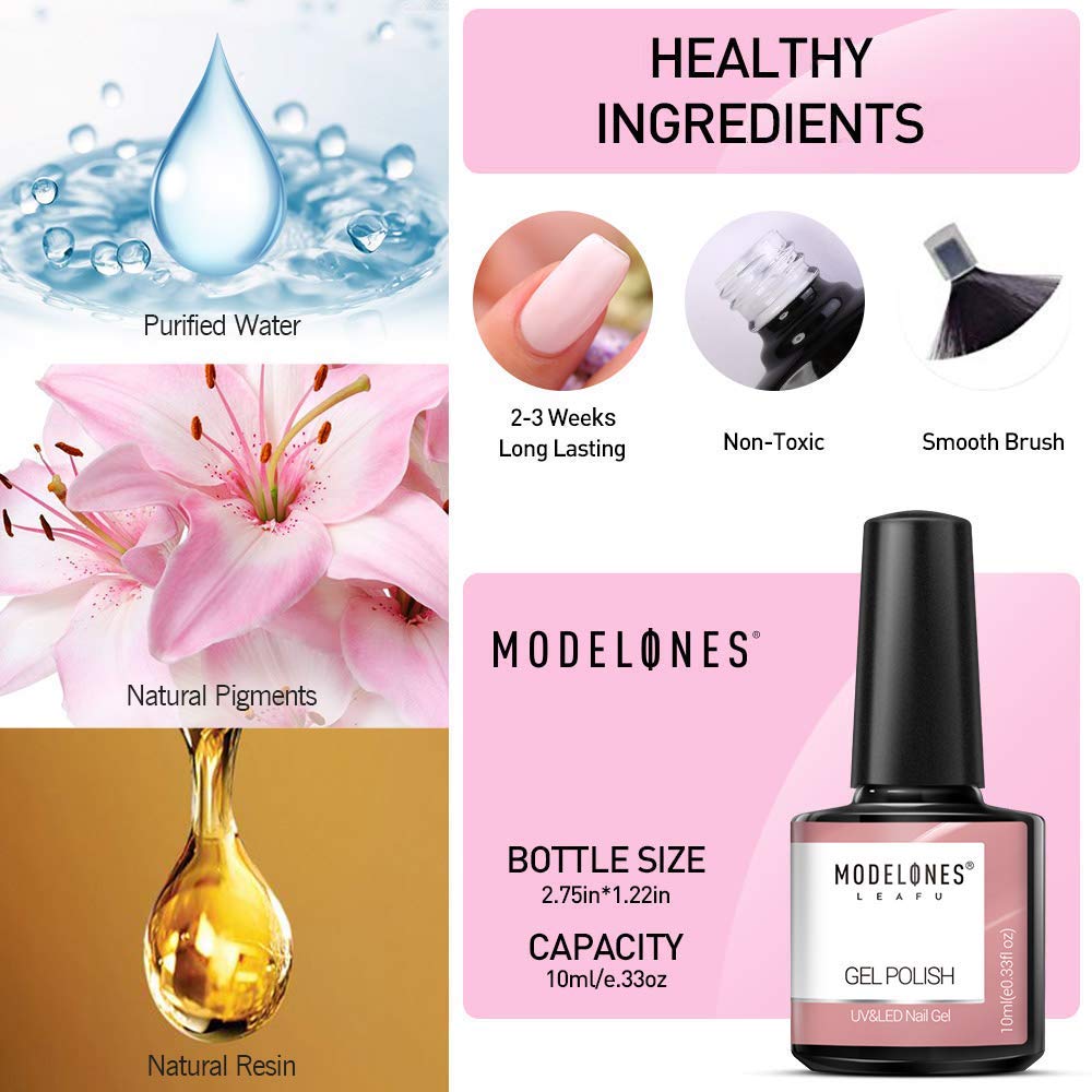 Modelones Gel Nail Polish Set - Nude Gray Series 6 Colors Gel Polish Set Kit LED Soak Off Gel Polish 0.33 OZ 10ML : Beauty