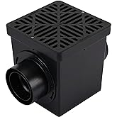 NDS 900BKITRTL1PK Square Kit with 2-Opening Catch Basin, 2 Adapters, 1 Outlet Plug, and 1 Plastic Drain Grate, 9-Inch, for Lawns, Landscaped Areas, Black
