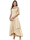 Sredhy Champagne Tea Length Mother of The Bride
