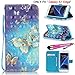 Galaxy S7 Edge - Case, MerKuyom® [Special 3D][Wrist Strap][Kickstand] Premium PU Leather Wallet Pouch [Card Holder] Flap Cover Skin Case for Samsung Galaxy S7 Edge, W/Stylus (Blue Flying Butterfly)