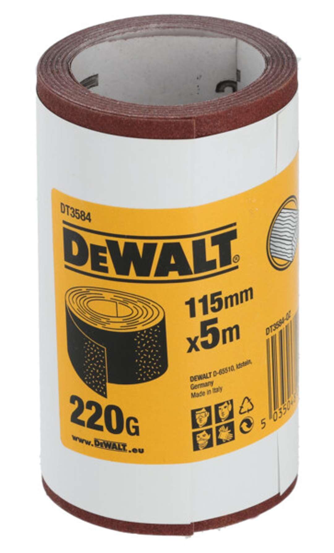 Dewalt DT3584-QZ Half and Quarter Sanding Sheet Roll, 220 Grit Size, 5 m Length x 115 mm Width