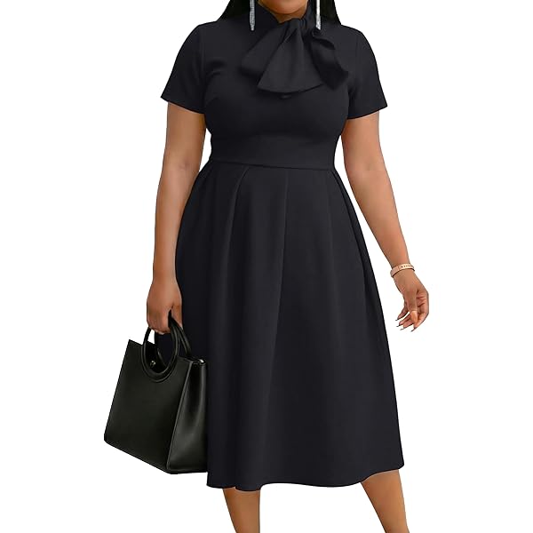 Memoriesea Women's Elegant Casual Short Sleeve Work Party A-Line Dress with  Pockets Army Green at Amazon Women's Clothing store