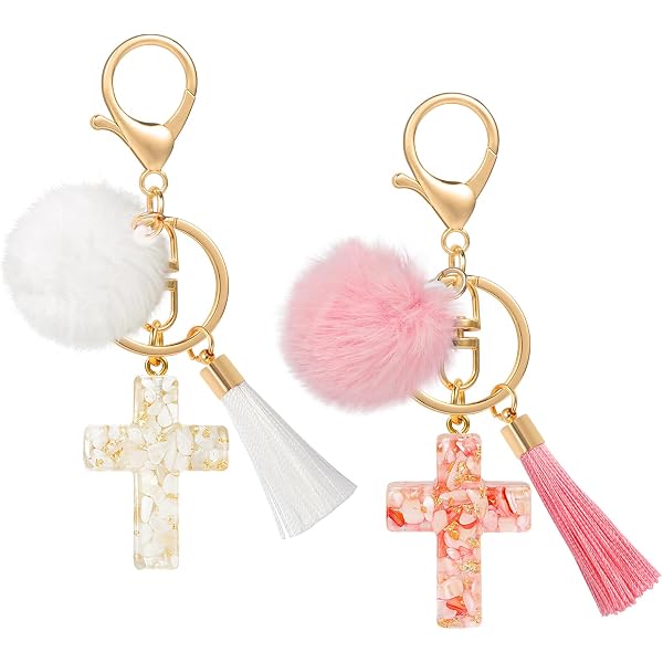 Pink Floral Keychains For Women - Enamel Flower Charm Key Rings For Purse, Handbag & Car Keys