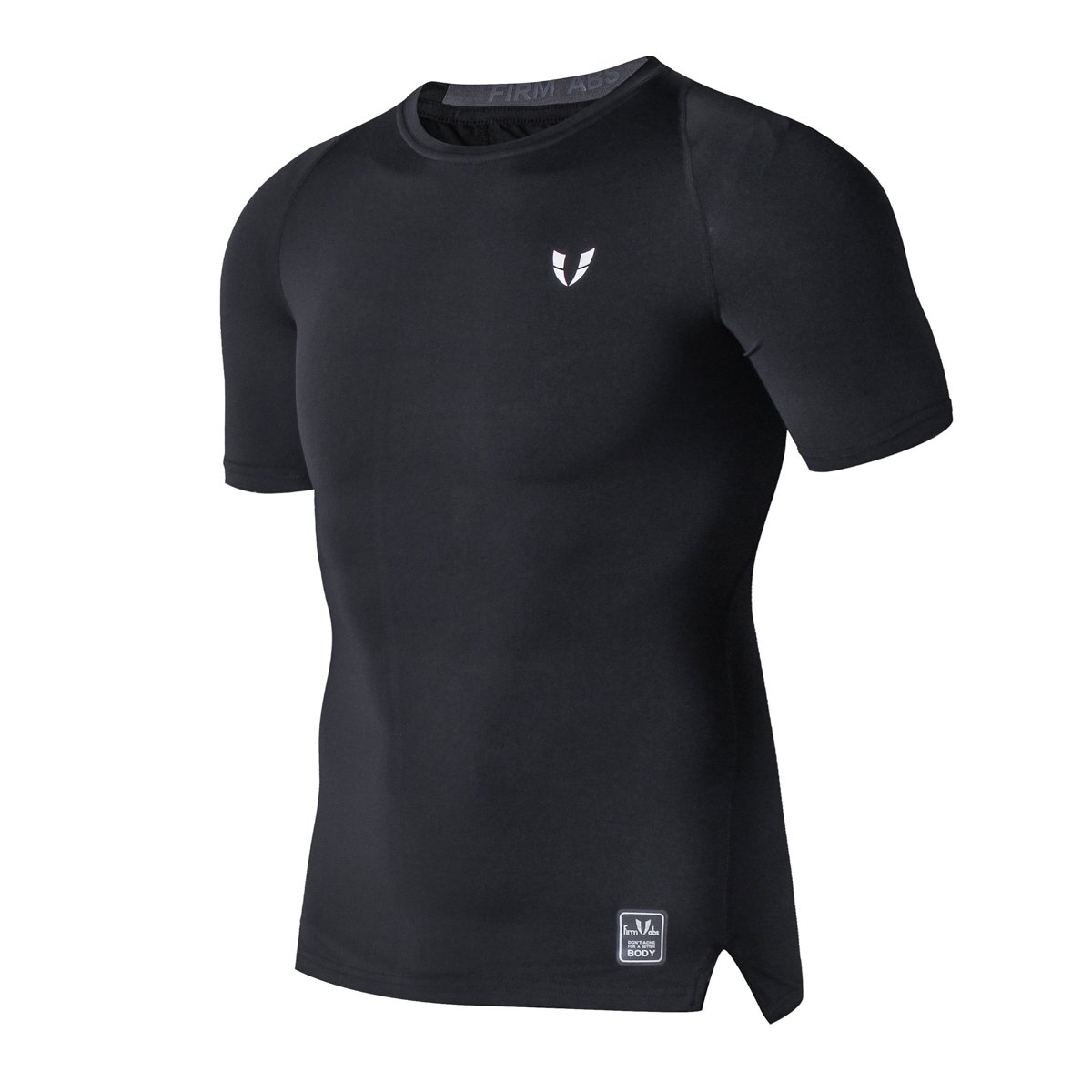 FIRM ABS Men’s Short Sleeve Compression Tight T Shirt (M,Black)