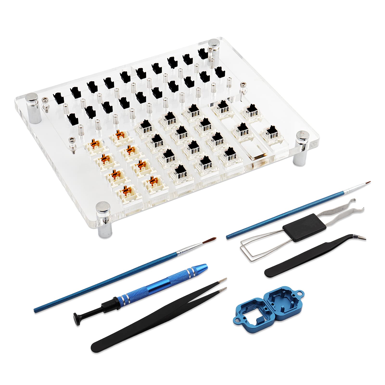 Switch Tester Opener Lube Station 20 Key MX Box Acrylic Switch Tester Kit for Gateron Cherry MX Mechanical Keyboard Switches (Package B)