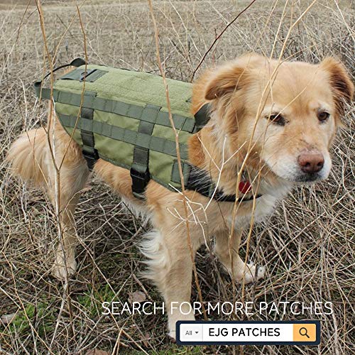 EJG Tactical Dog Molle Harness, with 3 Detachable Pouches & Velcro Area, No Pulling Design, Comfy Mesh Padding, Service Dog, Military Training, Hunting, Vest for Medium & Large Dog - Thumbnail 4