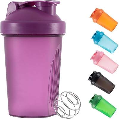 DDSHUN Shaker Bottle 400 ml Protein Powder Mix Ball BPA Free Purple