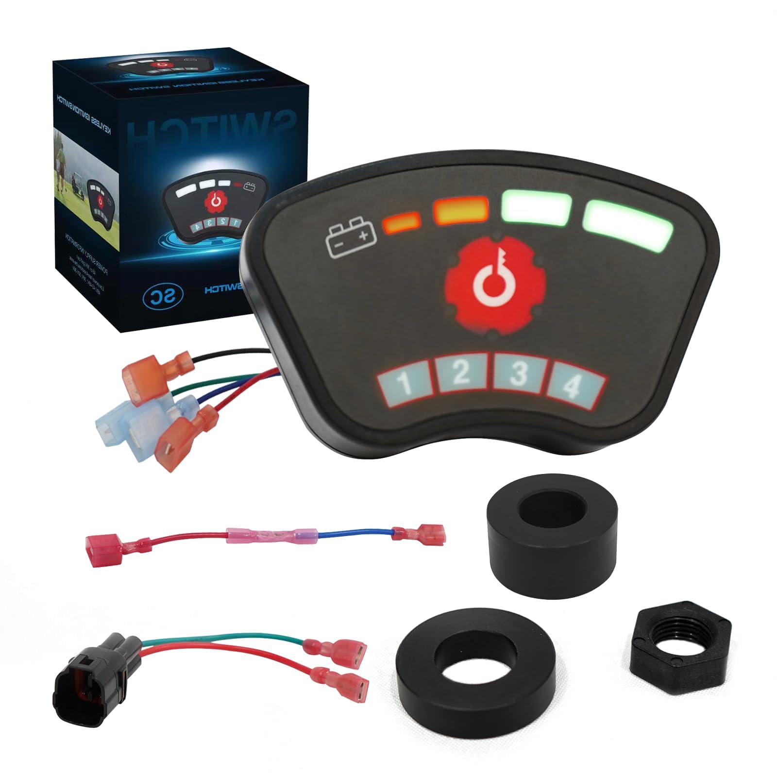 Photo 1 of LEAPGOMAX Golf Cart Keyless Ignition Switch System Digital Battery Monitor for 36V-48V EZGO TXT, Club Car DS Precedent Tempo Onward Yamaha Golf Carts No Key Required/One Button Start/Easy to Install
