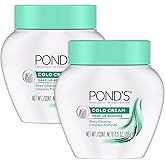 Pond's Cold Cream Make-Up Remover 2-Pack, 3.5 Oz Ea | Deep Cleanser That Melts Away Waterproof Makeup, 50% Moisturizer, Non-Comedogenic and Hypoallergenic