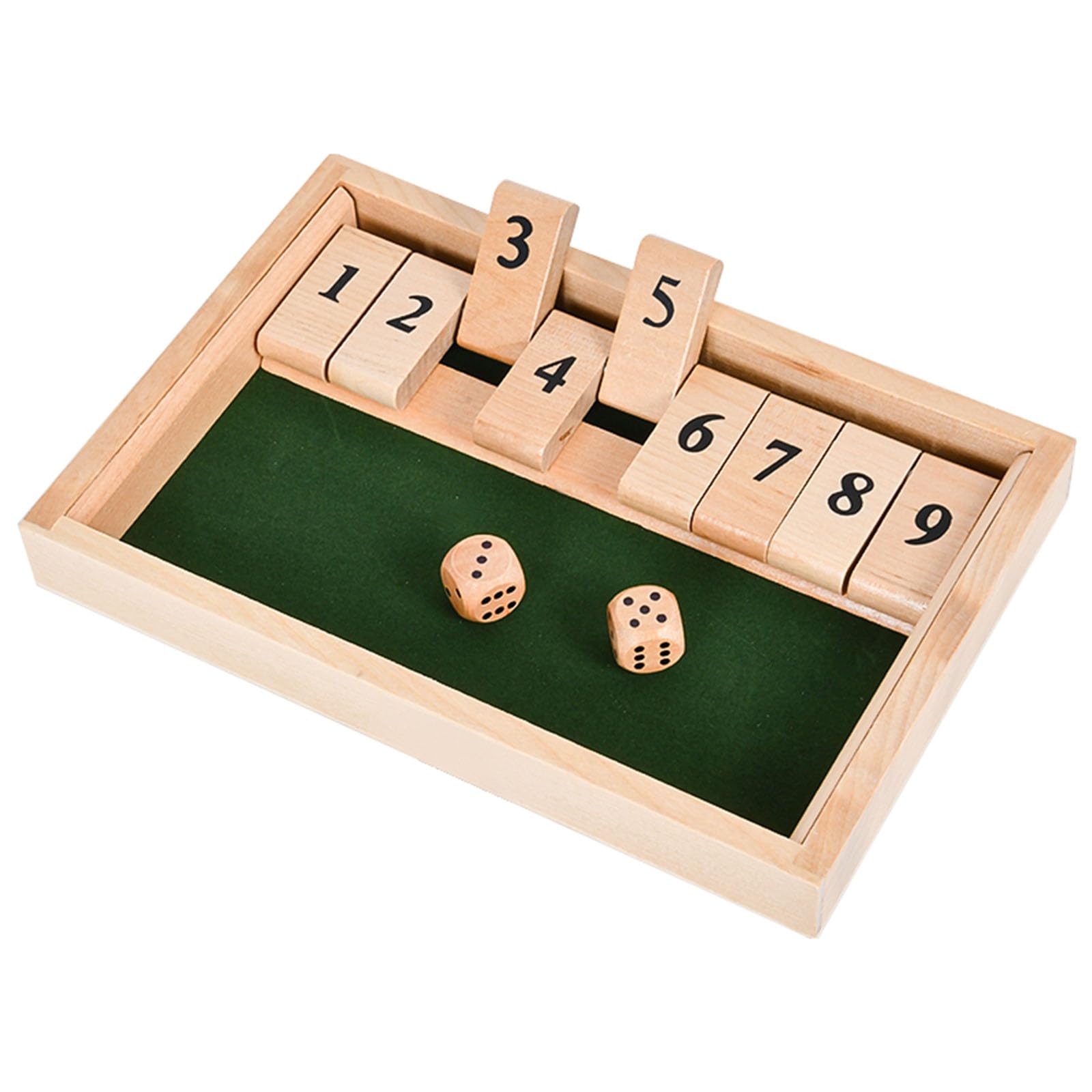 EACHHAHA Shut The Box Game for 2 Players,Traditional Wooden Table Games,Dice Games,Educational Dice Game for Kids
