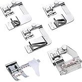 Wide Rolled Hem Presser Foot Kit 5pcs Includes Hemmer Feet 4/8" 6/8" and 8/8", Bias Tape Foot and Adjustable Guide Foot for All Low Shank Snap on Singer, Brother, Babylock, Janome Sewing Machines