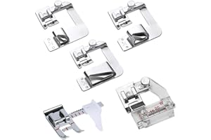 OAKRIDGEGEAR Wide Rolled Hem Presser Foot Kit 5pcs Includes Hemmer Feet 4/8" 6/8" and 8/8", Bias Tape Foot and Adjustable Guide Foot for All Low Shank Snap on Singer, Brother, Babylock, Janome Sewing Machines