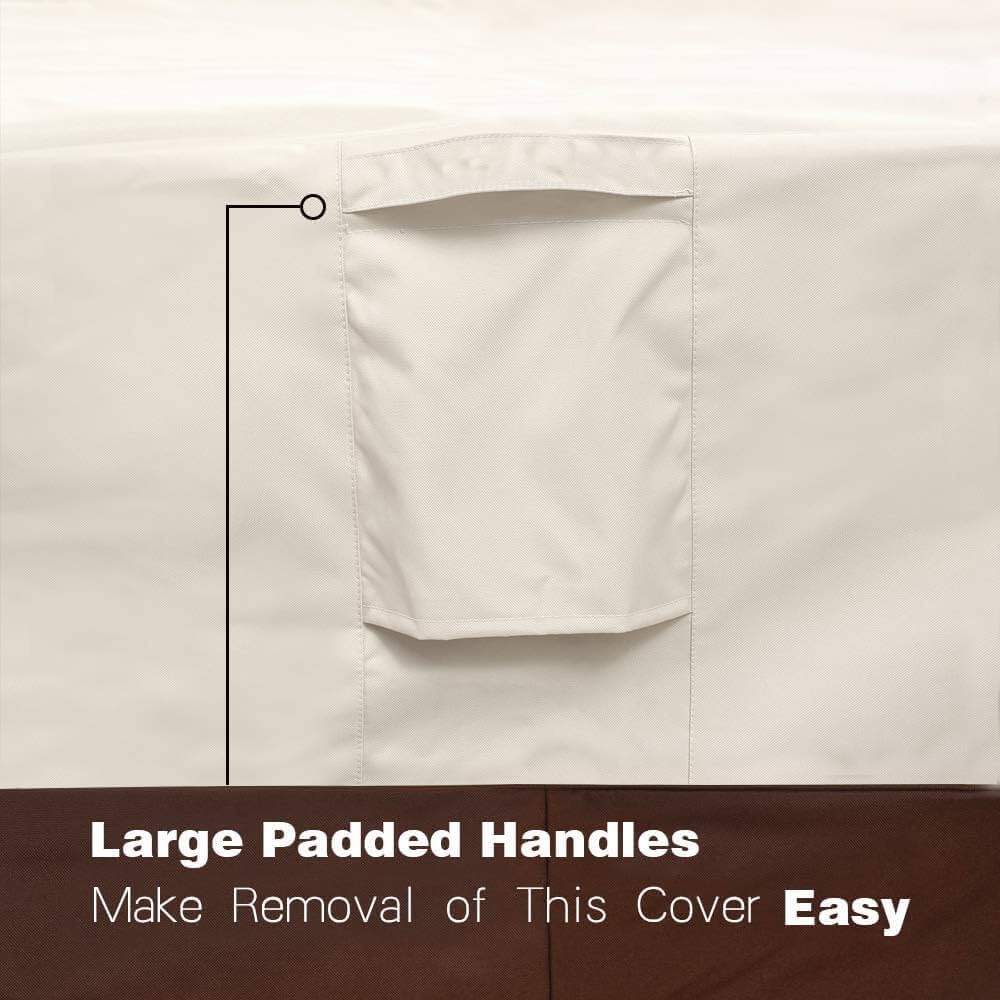 Vailge Waterproof Patio Furniture Set Cover, Lawn Patio Furniture Cover with Padded Handles, Patio/Outdoor Table Cover, Patio/Outdoor Dining Square Table Chairs Cover(Small, Beige & Brown) : Garden & Outdoor