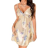 EHSUYAB Women Milk Silk Babydoll Lingerie Slip Dress, Sexy Satin Nightgown Sleepwear, Sleeveless Night Gown Valentines Outfit