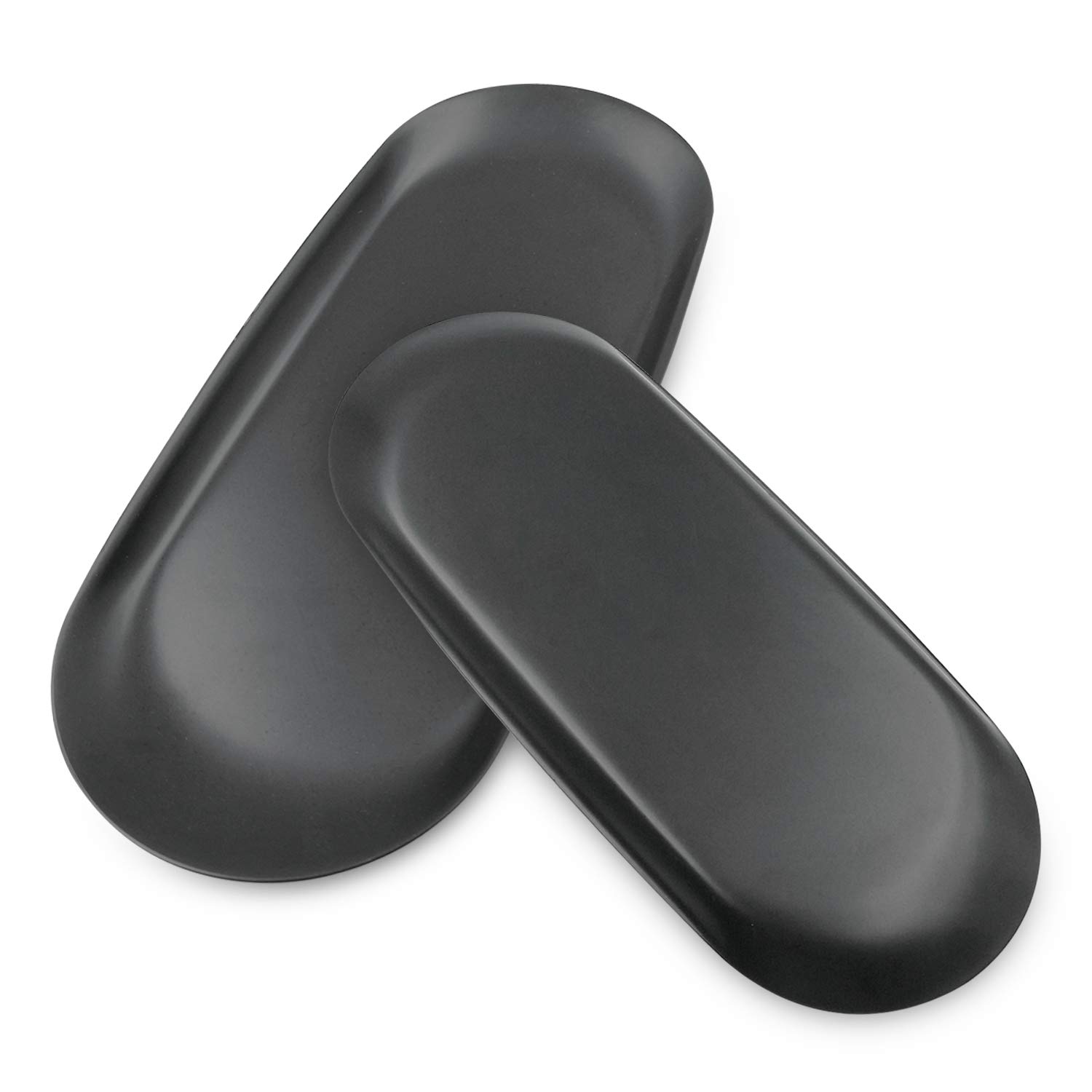 Libershine 2PCS Black Oval Stainless steel Storage Tray, Metal Serving Tray Small Trinket Tray Cosmetics and Jewelry Holder Organizer Trays for Candle Towel Perfume Key Plant Decorative