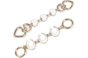 MOTROCE 2PCS Bag Extender, Purse Strap Extender Bag Chain Strap Handbags Accessories Bag Charms for Shoulder Cross-Body Purse Clutch Handbag Supplies(White Heart and Moon)
