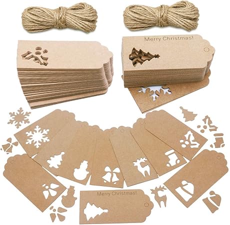 Incartare Regali Di Natale.Mamunu Confezione Da 100 Etichette In Carta Kraft Per Regali Di Natale Con 20 Metri Di Spago Per Incartare Regali Di Natale Biscotti Dolci Biscotti Arrosti Ed Etichette 10 Disegni Amazon It