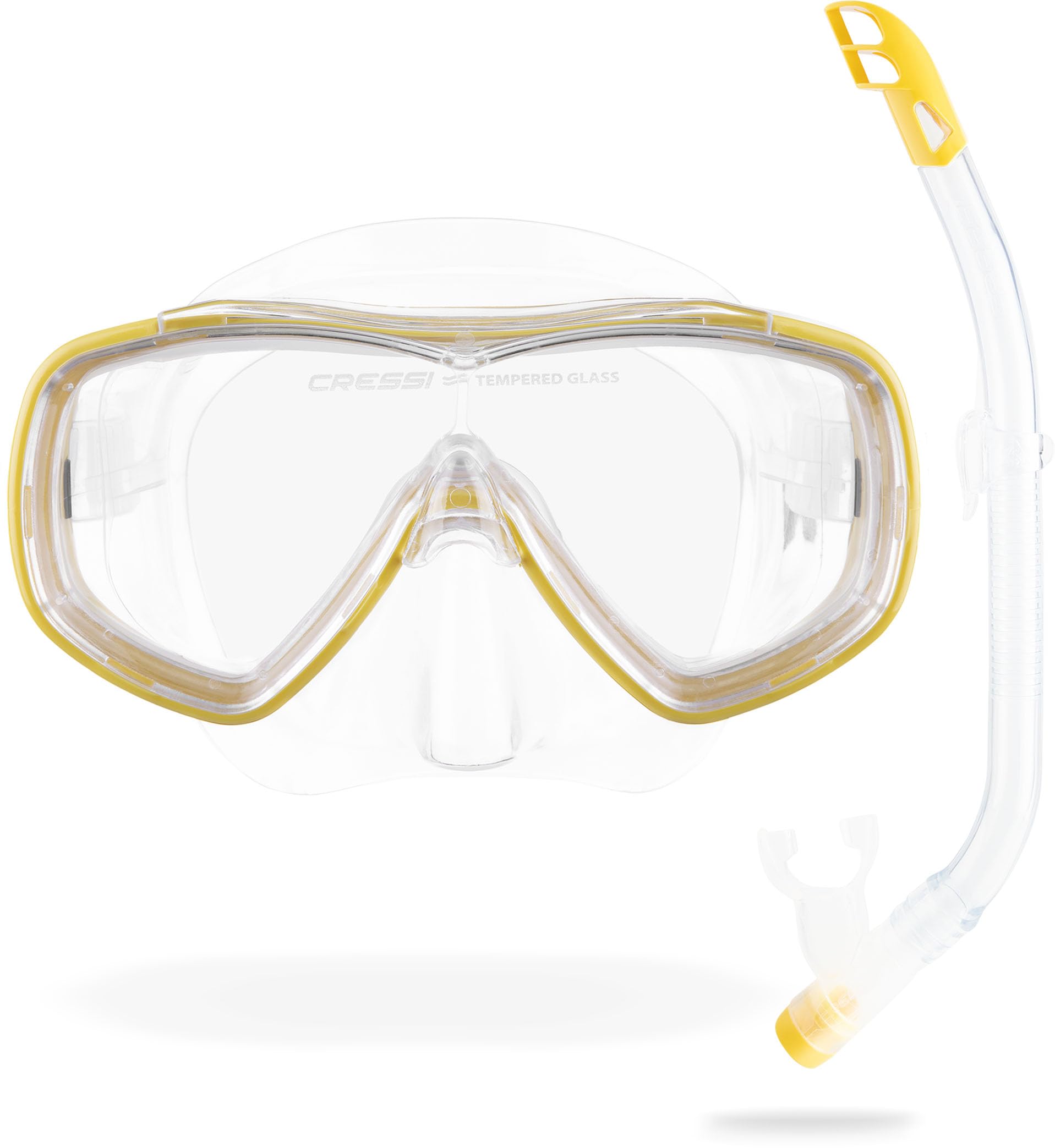 CRESSI Ondina Jr + Top Combo - Combo Set Diving Mask Ondina and Snorkel Top, Clear/Yellow, 7/13 years, Kid Unisex