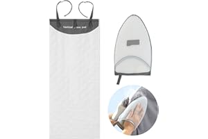 DSVENROLY Over The Door Press Pad, Vertical Over Door Clothes Steamer Pad with Steamer Glove, Heat Resistant Clothing Care Steam Pad for Handheld Steamer, 19.7 x 45.3 inches (Grey/White)