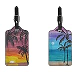 AFPANQZ Hawaii Palm Print Luggage Tags PU Leather