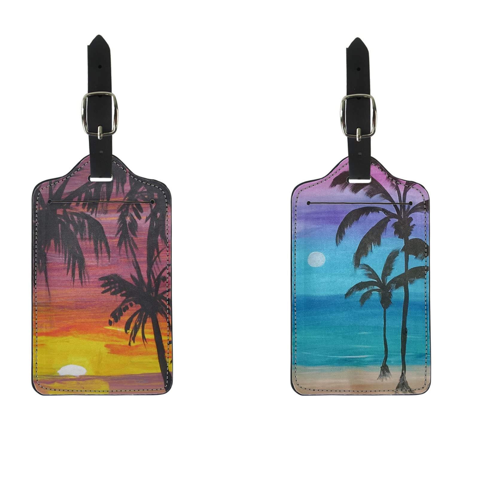 AFPANQZ Hawaii Palm Print Luggage Tags PU Leather