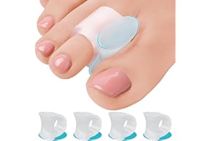 5 STARS UNITED Big Toe Spacers for Men & Women – 4 Gel Separators for Overlapping & Curled Toes, Bunions, Alignment - Diabetic Foot Care, Silicone Spreader, Corrector & Straightener, Clear