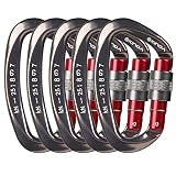 XINDA Screwgate Locking Carabiner Clip - Professional Rock Climbing Carabiner Screw Lock, Heavy Duty Carabiners for Climbing, Mountaineer, Hammock, Camping, Outdoor Equipment(5 pcs Gray)