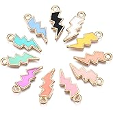 KitBeads 100pcs Enamel Lightning Bolt Charms Colorful Flash Shape Thunder Charm for Jewelry Making Bracelets Necklace Bulk