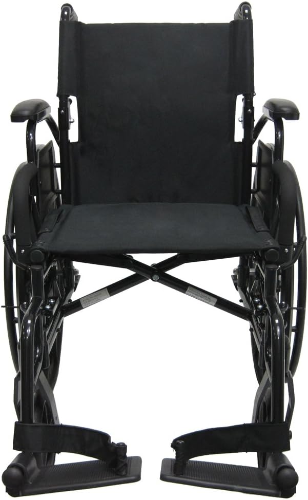 Karman Healthcare 802N-DY Aluminum Lightweight Wheelchair with Flip Back Armrests, Swing Away Footrests, Black, 16" Seat Width: Health & Personal Care