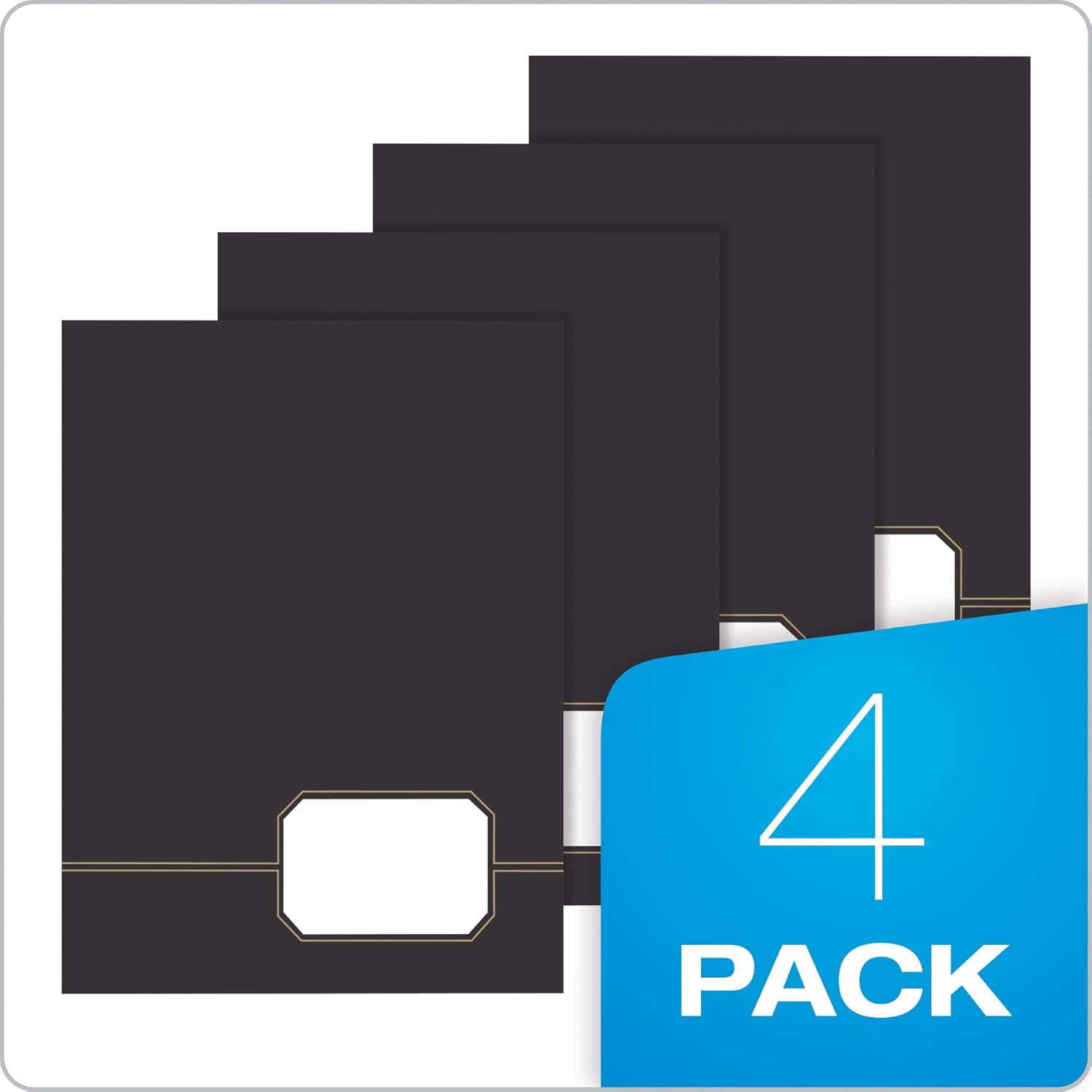 Oxford Monogram Executive Twin Pocket Folders, Letter Size, Black with Gold Foil Trim, 4 Pack (04161EE) : Project Folders : Office Products