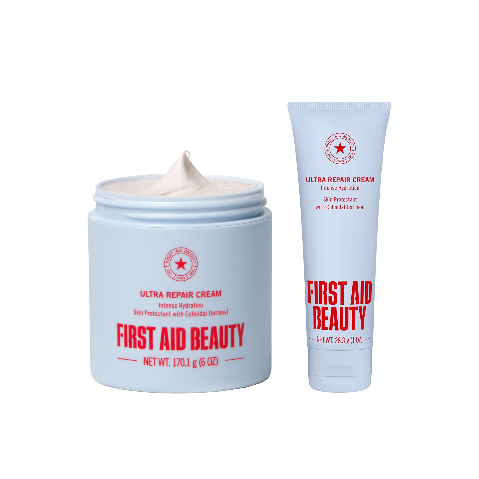 First Aid Beauty - Ultra Repair Cream - Hydrating Face & Body Moisturizer - Whipped Colloidal Oatmeal Clinically Proven to Strengthen Skin Barrier in 7 Days - Helps Relieve Eczema, 6oz Plus 1oz Tube Image