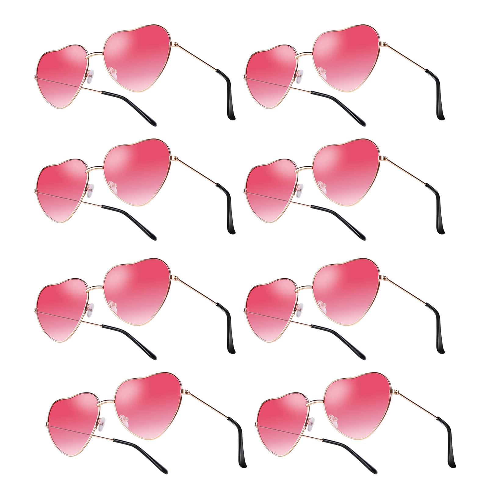 NAMIC 8 Pairs of Heart Sunglasses, Hippie Glasses, Pink Heart Glasses, Heart Shaped Sunglasses, Retro Hippie Costume Glasses, Party Glasses for 60s 70s 80s 90s, Heart Glasses for Women Men Rock