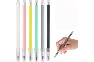 CAVLA 6 Pcs Infinity Pencil, Everlasting Pencil with Rubbers on The End, Portable Inkless Pencils Eternal Reusable Erasable, 