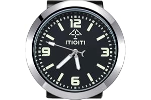 ITIOITI Car Dashboard Clock, 4.3cm Luminous Stick On Analog, No Drilling | Luminous analog dial glows in the dark; 4.3 cm face; battery already installed; stick on with pads, no drilling or wiring