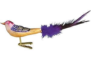 Old World Christmas Miniature Lovebird Glass Blown Ornament for Christmas Tree, Handcrafted Holiday Decoration, Bird Watcher Clip Collection