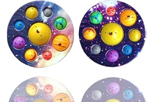 Kluyuexin Planet Simple Bubble Dimple Fidget Popper, Planets for Kids Solar System Toys, Simple Bubble Dimple Fidget Toys for Kids Stress Relief Anti-Anxiety ADHD (2pcs Planet Color 1)
