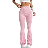 SOLY HUX Women's Leopard Print Flare Leg Pants Elastic High Waisted Athletic Workout Yoga Pants