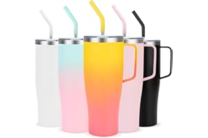 Hydraful 50 oz Insulated Cup with Handle - 100% Leak-Proof - Reusable Stainless Steel Large Coffee Travel Mug with 2 Lids - Keep Drinks Cold for 30 Hrs or Hot 9 Hrs - Ideal for Car,Home,Office,Camping