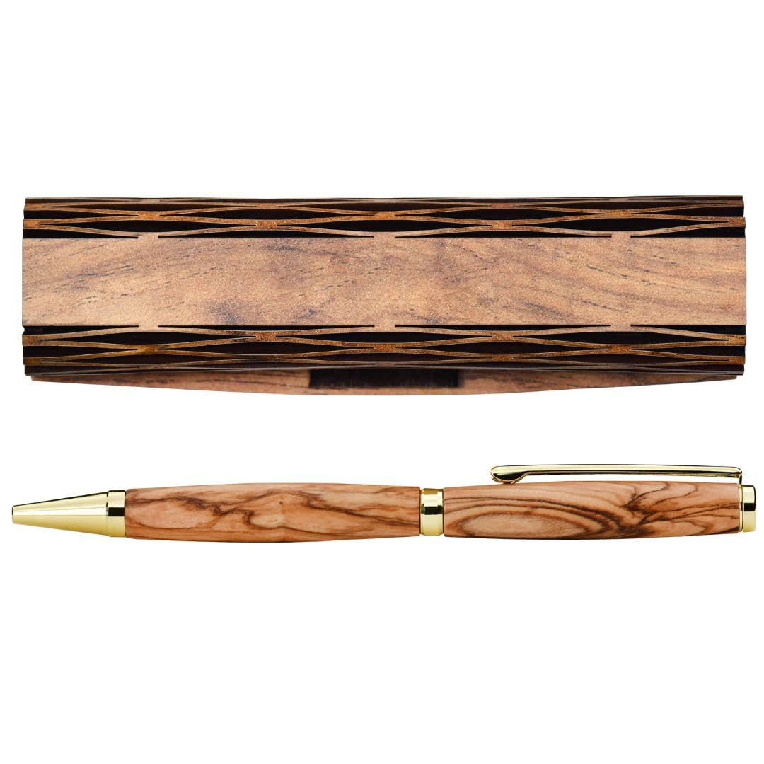 KASSIS Olive Wood Ballpoint Pen with Wooden Box – Stylish Handcrafted Writing Set for Desk, Office, School, Business