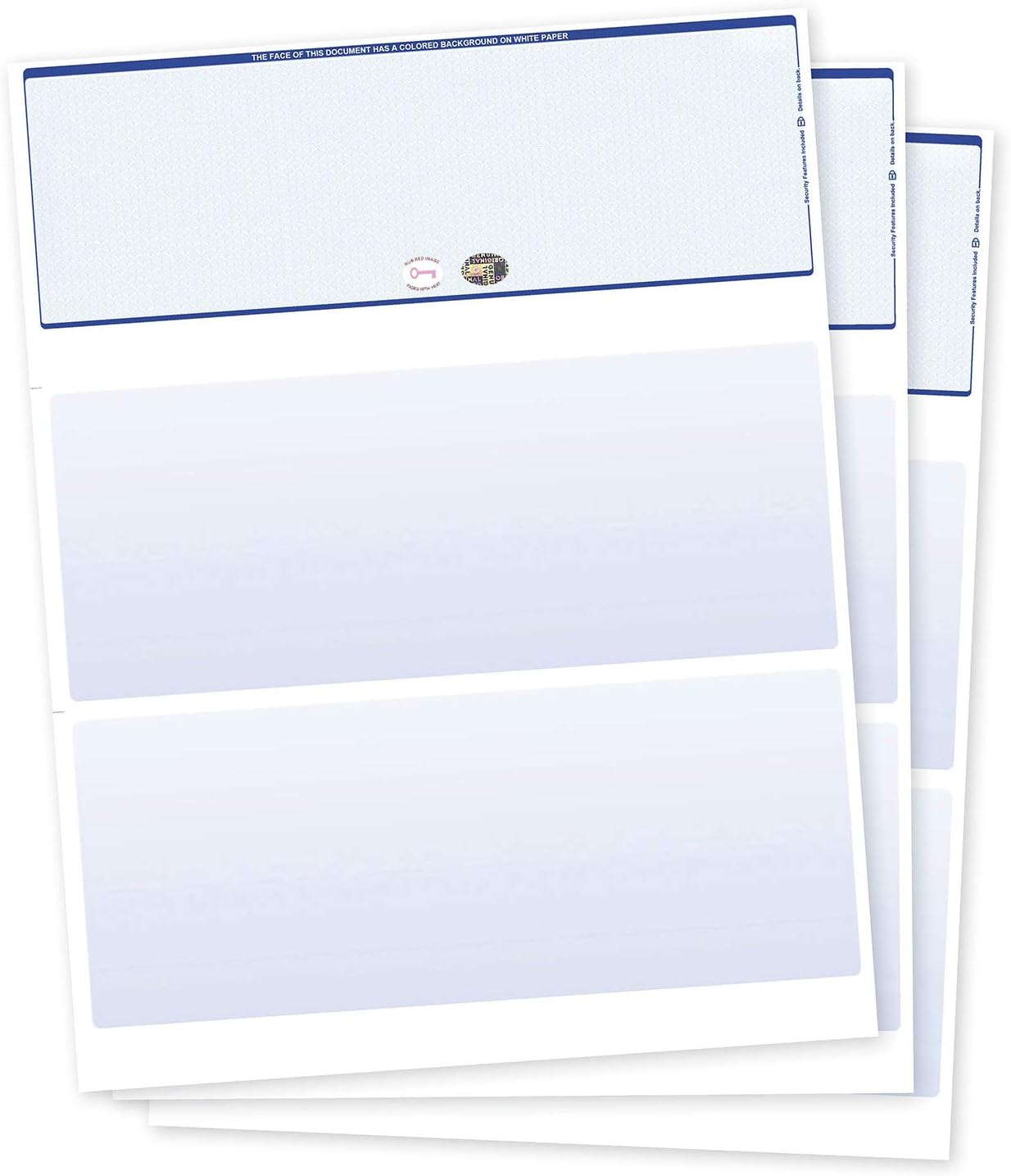 Blank Hologram Top Computer Checks, Blank Top Hologram Laser Checks with Perforated Vouchers, Qty. 250 Blue : Office Products