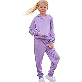 fioukiay Girls Outfits 2 Piece Half Zipper Hoodies Sweatsuits Long Sleeve Athletic Sweatshirts and Sweatpants with Pockets
