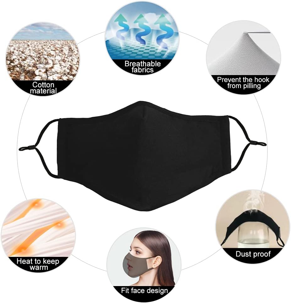 TwoYek Reusable Face Mask Nose Wire -3D Washable Designer Fashion Cotton Fabric Cloth Clear Facemask with Adjustable Ear Loop 4 Packs : Sports & Outdoors