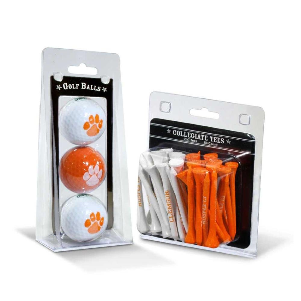 Team Golf NCAA Clemson Tigers 3 Golf Balls And 50 Golf Tees Logo Imprinted Golf Balls (3 Count) & 2-3/4" Regulation Golf Tees (50 Count), Multi Colored