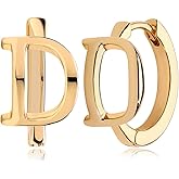 Myears Gold Initial Hoop Earrings for Women 14K Gold Plated Huggie Hoop Earrings Dainty Small Letter Personalized Monogram Jewelry Hypoallergenic Trendy Gold A-Z Earrings