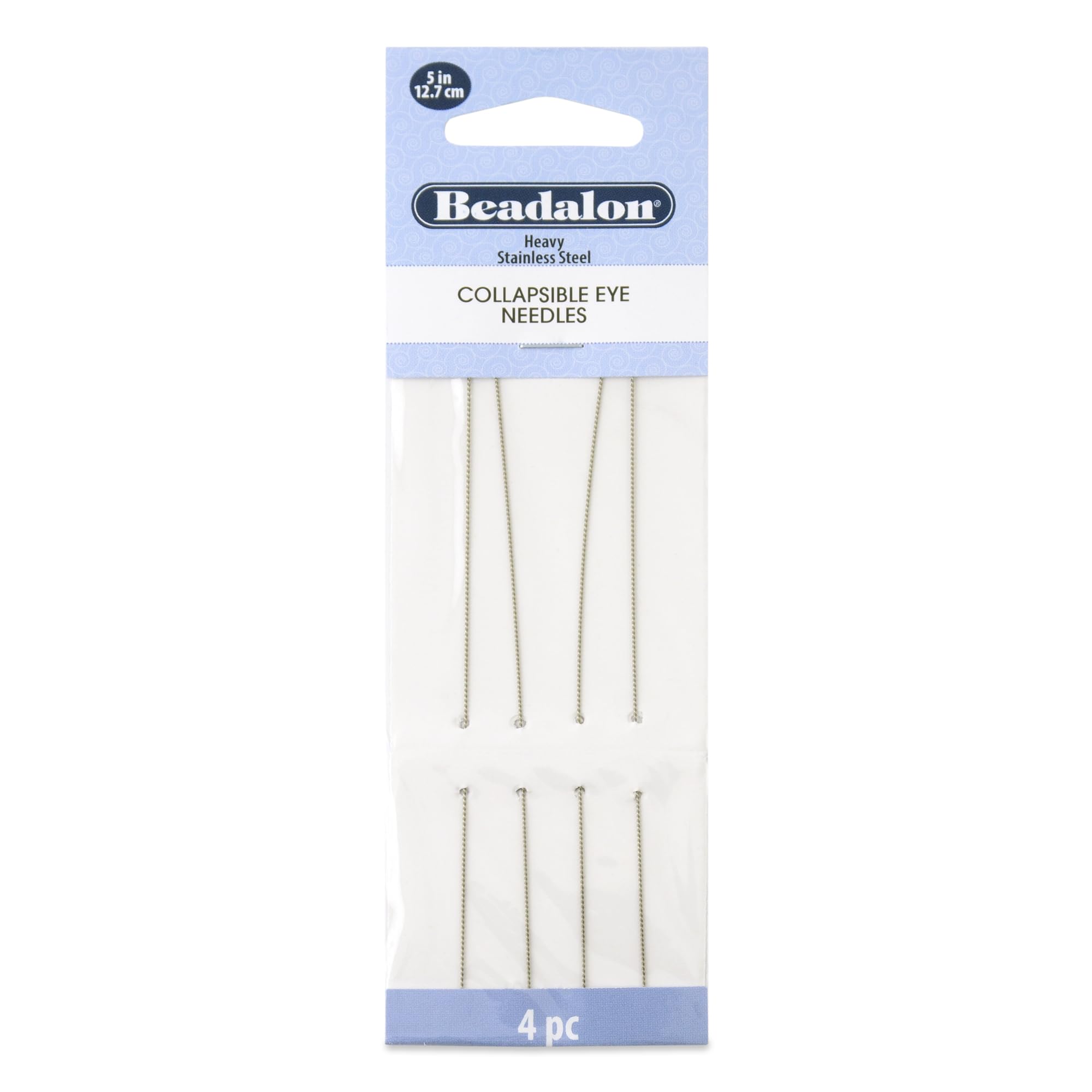Beadalon 5-inch Heavy Collapsible Eye Needles, Pack of 4