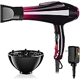 Hair Dryer Professional Blow Dryer Negative Ions 3500W Powerful Fast Drying Low Noise Long Cord Quick Dryer with Nozzle and Diffuser Hair Blow Dryer with 2 Speed and 3 Heat Settings Purple-6